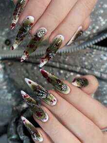 6 件套混合金属链条指甲饰品套装，枪黑色和灰色链条指甲装饰，INS 风格迷你配饰指甲用品指甲饰指甲宝石 - 淺灰色 - 查看 10