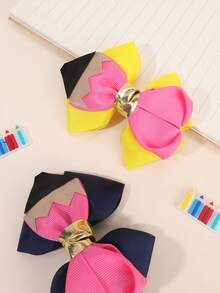 4pcs Back To School Hair Bows For Girls Pencil Bow Alligator Clips Pink Pencil Shaped Hair Clips First Day Of School Barrettes Cute Sweet Hairpin New Semester Gift Hair Clips Kids Hair Accessories - Multicolor - View 6