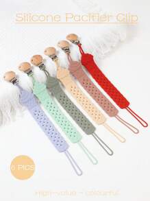 6 Stücke/Set Schnullerclips, inspiriert vom Uhrenarmband Design, flexibler Silikon Spielzeug Gurt, langanhaltend und flexibel, Kinderwagen Zubehör Seil, Essentials für Outdoor-Reisen & Babypflege