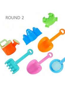 Children's Beach Toy Set, Sand Pit Toy, Equipped With Bucket, Shovel, Sand Rake, Sand Sieve Toy, Sand Castle Building Kit, Children's Outdoor Water And Sand Digging Toys - Blue/Green/Pink - Suitable For Boys And Girls, Children's Holiday Gifts, Birthday Gifts, Perfect Gifts For Children's Toys - Multicolor - View 7