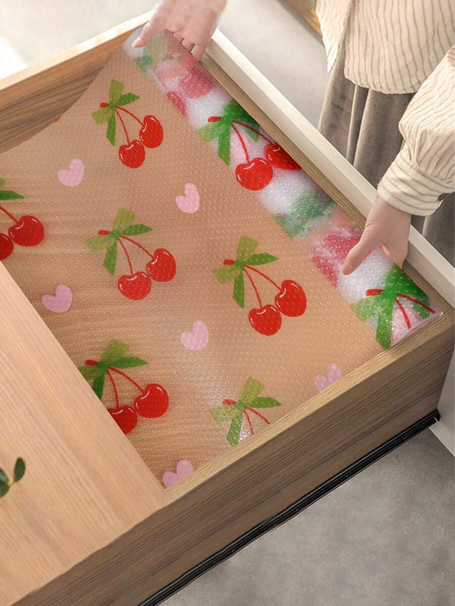 1Roll Cherry Shelf Liners, Waterproof Non-Adhesive Drawer Liners, Easy Cut Multi-Shape Cabinet Liners For Shelves, Cabinets, Kitchens, Shelf Mats - Cherry - View 1