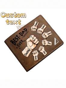 Billetera personalizada para hombre, con texto grabado por láser, billetera de doble pliegue exquisito, apropiada para padre, esposo - muy adecuada como regalo de cumpleaños, Día del Padre, Navidad, aniversario, para dar a amigos, familiares, mayores, usted mismo - Multicolor - Ver 2