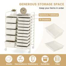 15-Drawer Rolling Storage Cart Mobile Cart With Colorful Drawers & Metal Frame - trắng - Xem 6