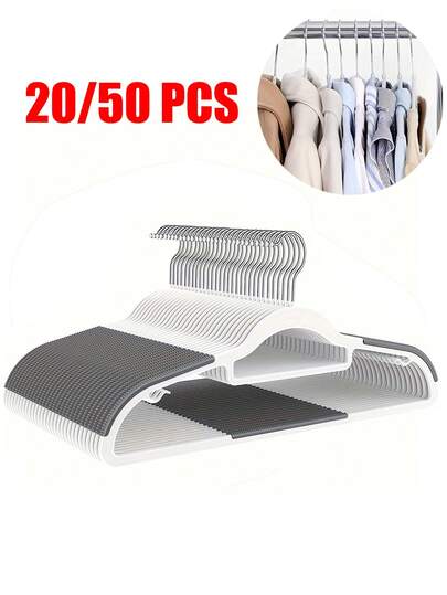 20/50 PIEZAS Perchas antideslizantes, perchas para abrigos de alta resistencia para dormitorio y baño, organización de armario y secado de ropa duradera, sin deslizamiento, perchas de armario ahorradoras de espacio para almacenamiento doméstico y planificación fácil de atuendos, perfectas para la limpieza de primavera, la preparación de Pascua y la exhibición diaria de prendas