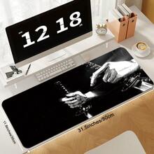 Extra Large Gaming Mouse Pad, Hold A Sword Pattern Desk Mat, Black And White Sword Design, With Non-Slip Rubber Base, Washable Office & Gaming Mousepad, With Precision Edging For ESports, Computer & Office Use
