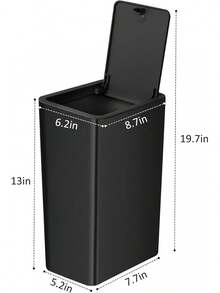 TIPGO Bathroom Trash Can With Lid, 10 Liter/ 2.6 Gallon Slim Garbage Can, Small Trash Bin Waste Basket With Pop-Up Lid For Kitchen, Bedroom, Living Room, Office (Black) - 灰色 - 查看 6