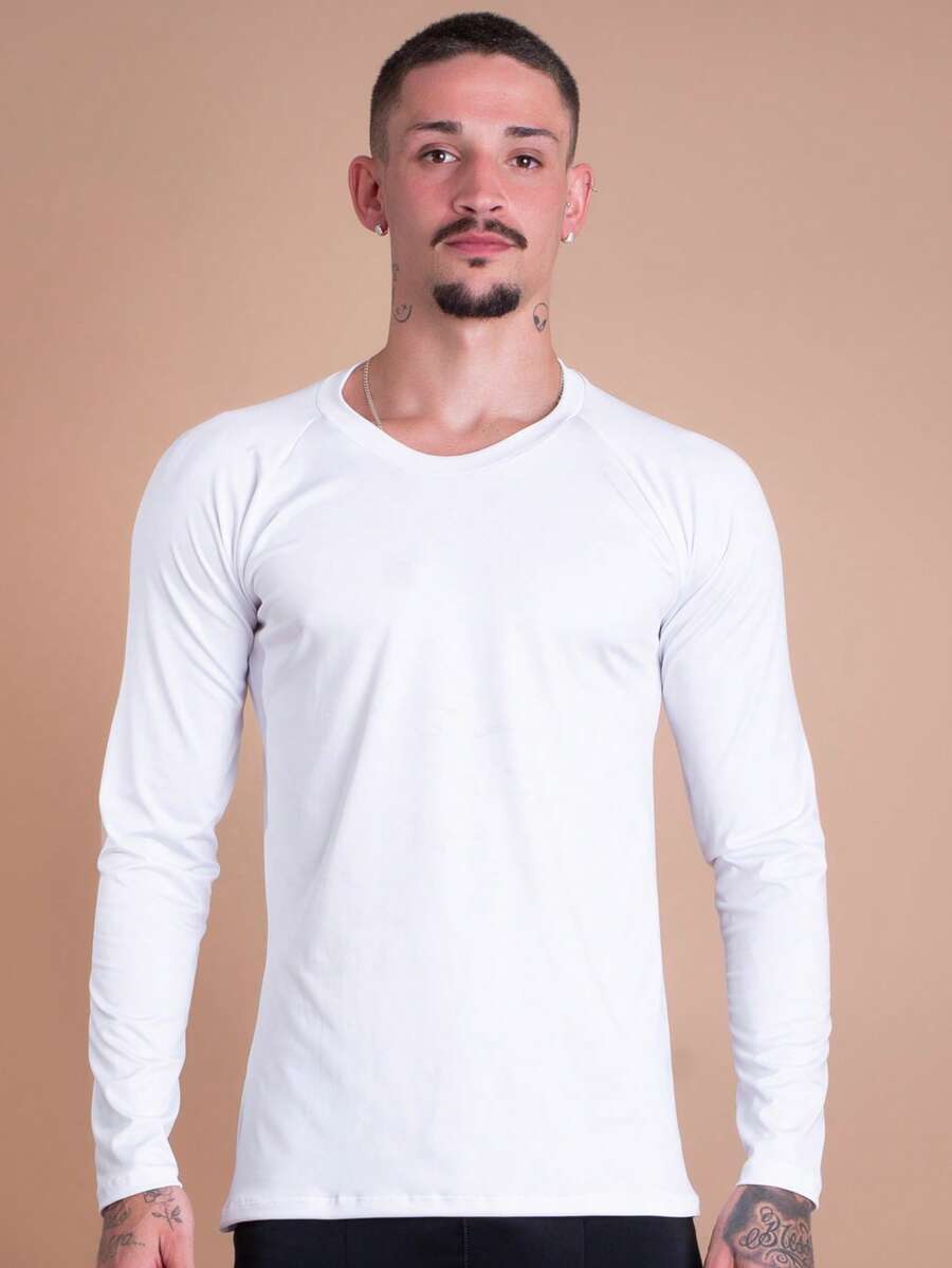 Men's Thermal Shirt UV Protection 50+ Second Skin T-Shirt Cold Mesh Blouse Gym Long Sleeve F7 NEW STYLE - trắng - Xem 1