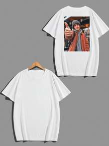 Customized Men's T-Shirt, Upload Your Photo/Group Photo/Lover/Best Friend/Pet/Landscape, Men's White T-Shirt, Valentine's Day, Christmas, Holiday Gift, Birthday Father's Day Anniversary Gift, Company Team Building, Music Festival, Gift For Him, Men's Round Neck Short Sleeve T-Shirt, Party, Men's White Short Sleeve Shirt, Summer Men's Top