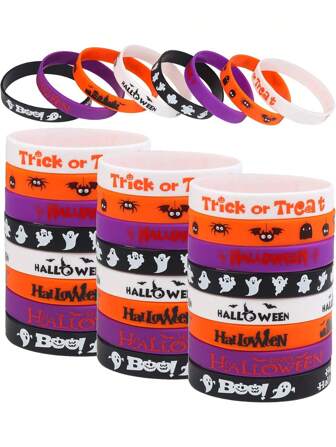 Halloween Silicone Wristbands, Rubber Bracelets Halloween Party Favor Trick Or Treat Gifts And Goodie Bag Fillers Decorations Accessories Supplies