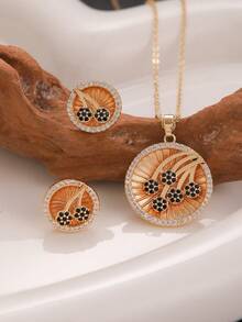 Elegant Luxury Fruit Cherry Shape Pendant Necklace And Earrings Set, Sparkling Synthetic Zirconia Stones, Charming Party/Wedding Jewelry Set For Ladies, Bridal Accessories, Birthday/Valentine's/Mother's Day/Christmas Gift - Jewelry Set - View 10