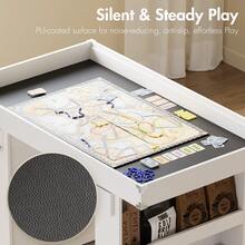 Advwin Board Game Table For 4–6 Players, Dining/Gaming Table With Removable Top, PU Leather Mat, Cup Holders & Corner Protectors, Great For Card Games, Poker & Building Blocks, Rustic Brown - Rust Brown - View 6