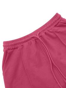 2件套休闲户外套装，纯色2件套，连帽2件套，优雅性感透气舒适休闲2件套，适合舞会、派对、郊游、聚会 - 玫紅色 - 查看 7