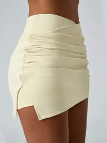 NcmRyu Conjunto de ropa deportiva para mujer sin costuras, elástica, para tenis, golf, yoga, pilates, entrenamiento físico y deportes al aire libre - Albaricoque - Ver 5