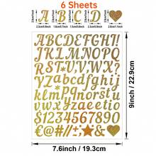 1080PCs Glitter Alphabet Number Stickers - Gold & Silver - 0.5/1 Inch - Sparkly Decals For Guka, Balloons, & Spice Jars 6Sheets - Multicolor - View 16