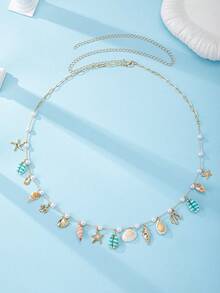 1 chiếc mặt dây chuyền hình sao biển, vỏ sò, họa tiết san hô, dây đeo eo chủ đề biển, dây đeo bụng phong cách Boho, thích hợp cho du lịch biển, tiệc tùng, bikini, phụ kiện ngày lễ. - Nhiều màu - Xem 2