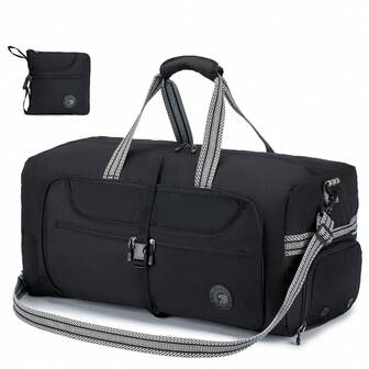 62x31x28cm 60L großer Reisetasche, 60L wasserdichte Sporttasche mit Schultergurt, für Flugzeuge zugelassenes Handgepäck für Herren & Damen, leichter Wochenendtasche für Sport, Camping, Arbeit & Urlaub, faltbare Aufbewahrungstasche