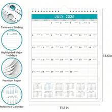 Calendar 2025-2026, 18 Months Wall Calendar From July 2025 To December 2026,11.5" X 14.6", 2025-2026 Calendar With Julian Date - 中綠色垂直日曆 - 查看 3