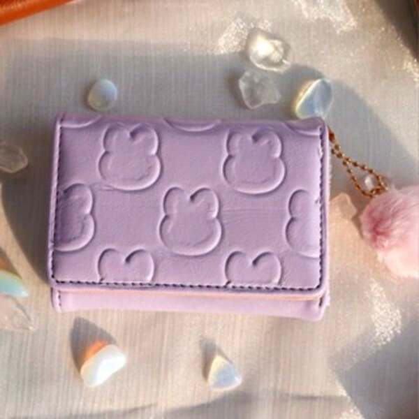 Novo Pingente com Estampa Carteira Curta Tripla para Mulher