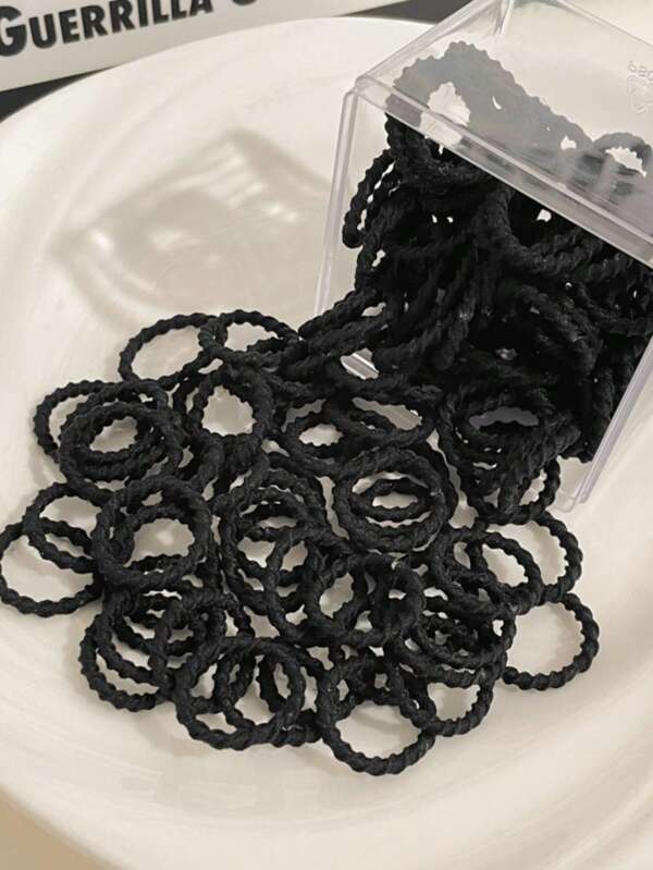 100pcs - Simple High Elasticity Hair Ties, Rubber Bands, Durable Ponytail Holders For High School Girls, Versatile Hair Accessories, Casual Nylon Hair Bands In Solid Colors, Gym Accessories, Hair Tie ,Hair Accessories