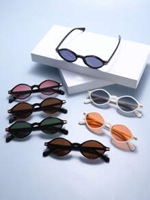 1 Pair Men's Leopard Print Small Frame Cat-Eye Fashion Fashion Glasses, Zinc Alloy, Suitable For Daily Wear