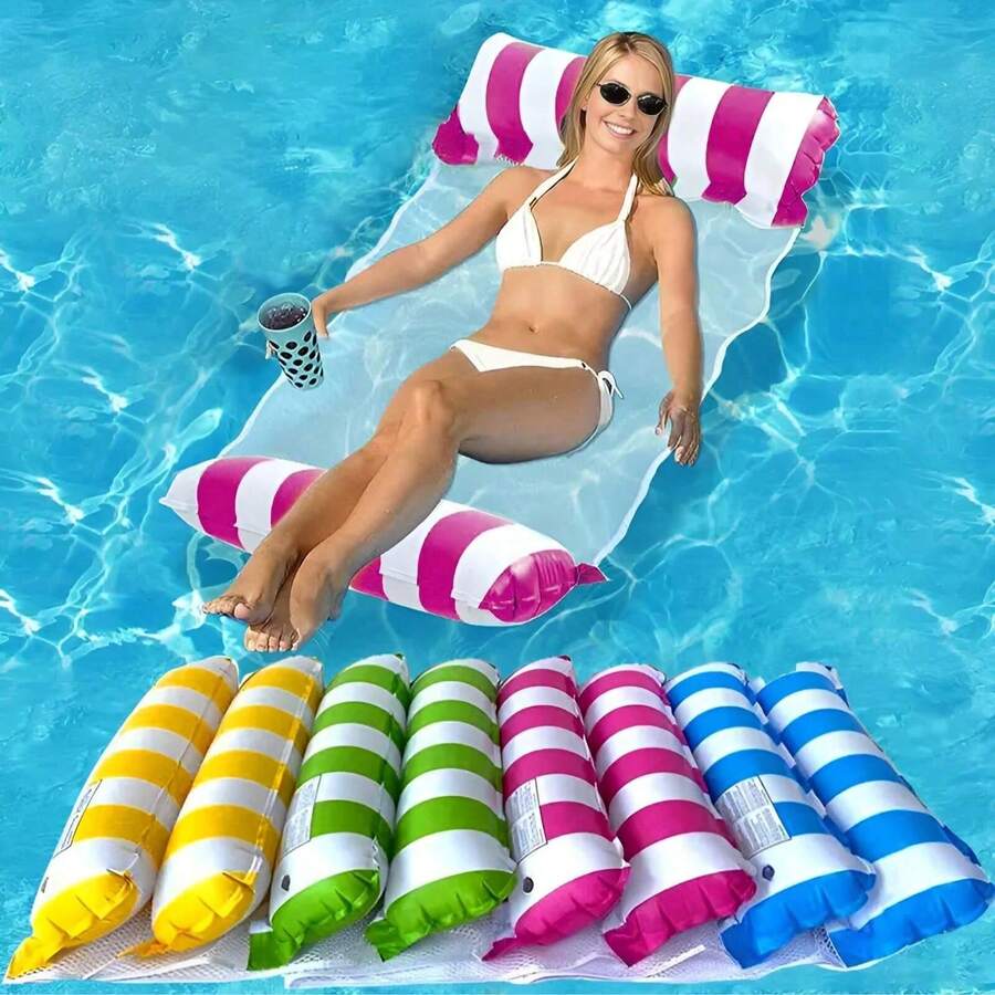 1/2pcs Inflatable Lounge Chair, Pool Rafts For Adults, Inflatable Pool Floats, Water Hammock, Pool Floaties Toys - 4-In-1 Multi-Purpose Floats For Lounge Chairs Floating. Perfect For Adults' Vacation Fun And Rest At Sea, Swimming Pool, Outdoor Sunbathing. Inflatable Toy For Swimming, Outdoor Use, And Beach Holidays.