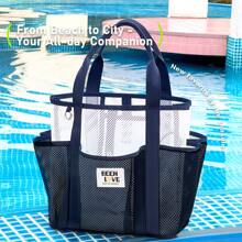 Baglemon 1pc Large Waterproof Beach Tote Bag For Women - Sandproof Mesh Travel Pool Bag, Stylish Durable Beach Totes With Extra Capacity For Summer Essentials