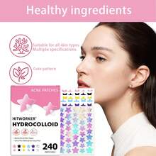 240 颗星形痤疮遮瑕贴，六种颜色，防水，温和不伤皮肤，适合日常和万圣节使用 - 粉色 - 查看 7