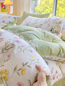 Bộ chăn ga gối in hoa mùa xuân và mùa hè 2/3 chiếc, dành cho bé trai và bé gái, học sinh, trang phục ký túc xá, bộ đồ giường, chăn ga gối mềm mại và thân thiện với da, chăn ga gối và vỏ gối in hoa, không bao gồm vỏ chăn, phù hợp cho giường đôi cỡ Queen, phù hợp cho mọi mùa, trang trí nhà cửa, quà tặng, bộ ba vỏ chăn ga gối đệm có thể giặt bằng máy, giường đôi cỡ Queen cỡ King - Nhiều màu - Xem 7