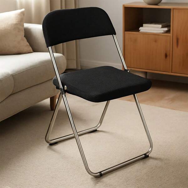 Folding Dining Chair Seat And Back Cover Set Solid Color Jacquard Stretch Chair Slipcover Home Decoration