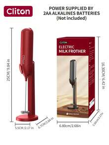 CLITON 电池式奶泡器（不含电池） - 适用于咖啡、拿铁、热巧克力，3 种款式（单头/经典塑料/升级不锈钢），6 种颜色（黑/白/粉/绿/红/蓝） - 圣诞节、圣尼古拉斯节、情人节、新年、乔迁、复活节的完美礼物 - 彩色 - 查看 22