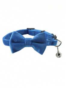 1pc Suede Bowknot Pet Collar With Bell, Adjustable Velvet Neck Strap For Cats - Multicolor - View 8