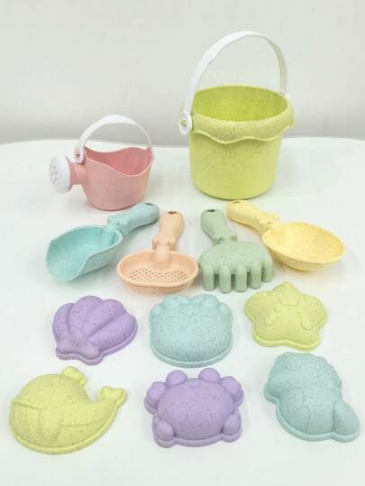 Set de 12 juguetes de playa, incluyendo cubo, pala, rastrillo, regadera, moldes de animales marinos, juego de agua y arena de playa de verano, para tiempo interactivo de padres e hijos, educativos, regalo para niños, niñas, fiestas