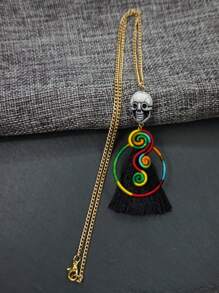 Colar de esqueleto colorido vintage feito à mão com arco-íris, joia elegante e clássica, lembrança, presente ideal para o Dia dos Namorados, aniversário
