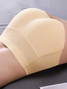 1pc Women's Padded Butt Shapewear Seamless Breathable High Waist Tummy Control Panties With Fake Booty Lift, Peach Buttock