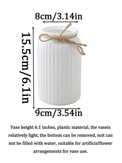 2/1pc Gestreepte Crème ative Vase, Shatterproof Impact Resistant Home Balcony, Living Room, Bedroom, Dining Table, Office, Artificial Flowers, Fresh Dried Wedding ation, Holiday Graduation Non Waterproof Plastic Vase view 5