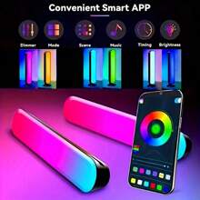 RTONTR 1 Pc / 2 Pcs Desktop Led Ambient Light Bar Music Rhythm Lights RGB Light Bars With Remote Control TV LED Backlights Remote Control For Gaming Room Tv And Party Decoration Sync With Music Rgb Desk Lamp Room Decoration
