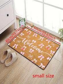 1 Stück Schleifen-Kirsch-Muster Willkommens-Fußmatte, einfacher Stil Innen- und Außen rutschfeste Matte, maschinenwaschbar aus Polyesterfaser, geeignet für Küche, Esszimmer, Flur, Bad, Schlafzimmer, Außenbereich, Eingangsbereich, Heim- und Raumdekoration, für alle Jahreszeiten - Pink - Übersicht 7