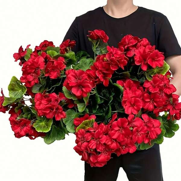 1/2 pièces de fleurs artificielles de tournesol et de pomme sauvage pour la décoration extérieure du printemps et de l'été, plantes artificielles en soie comme le géranium pour la protection UV, utilisées pour la décoration de la maison, du jardin, du balcon, de la cour et du porche