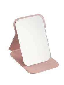 1pc Foldable Mini Makeup Mirror, Portable PU Leather, Women's Makeup Mirror, Daily Use Student Dormitory Desktop Standing Makeup Mirror - Elegant Design Holiday Gift