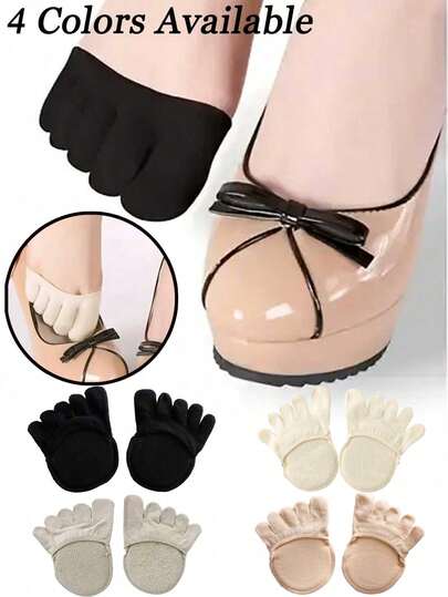 Women's Anti-Blister Half-Palm Five-Toe Socks, Half-Size Pads For Breathable High Heels, Invisible Forefoot Socks Split-Toe High Heels Socks, Non-Slip, Sweat-Absorbent, Breathable And Ventilated, Including Soft Pads For High Heels, Ergonomic Design For Ultimate Comfort