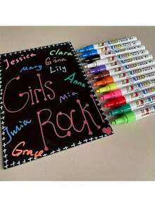 [返校礼物] 1/12支荧光色液体粉笔，适用于黑板、玻璃窗、可擦车窗标记、复活节、万圣节和圣诞节礼物 - 彩色 - 查看 6