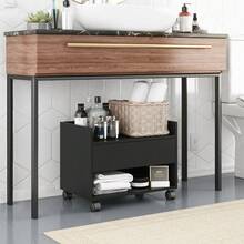 Gabinete Armário Mesa de Cabeceira Multiuso Ivy 60cm 100% MDF BP com 01 Gaveta Preto - Desk Design