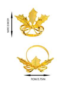 4-6pcs/Set Gold Leaf Napkin Rings Set, Napkin Holders, Dinner Party Accessories, Holiday Napkin Rings, Wedding Birthday Party Supplies