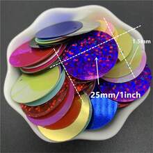 200 件 25 毫米 PVC 扁平圆形散片，带 1 个侧孔，亮片缝纫婚礼工艺配件 DIY 吊坠亮片饰边