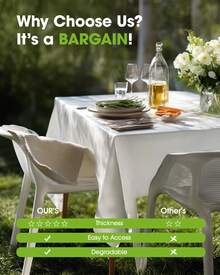 Party Solids 4/8 Pack Premium Plastic Tablecloth 54in. X 108in. Rectangle Plastic Table 8/4PCS Set - White - View 6
