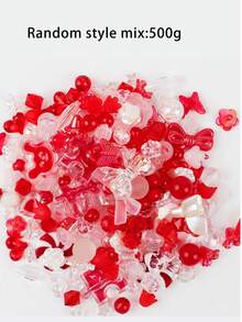 1 包/40 克随机混合珠子，用于制作手链、项链、手机链，包括花朵、蝴蝶结、心形图案的亚克力珠子，用于 DIY 珠宝制作 - 彩色 - 查看 6