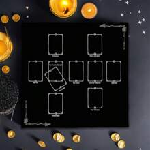 1pc Black Tablecover Mystical Card Reading Card Game Decorative Tablecloth, Party Decorative Cloth, Card Game Decorative Mat, Home Decorations