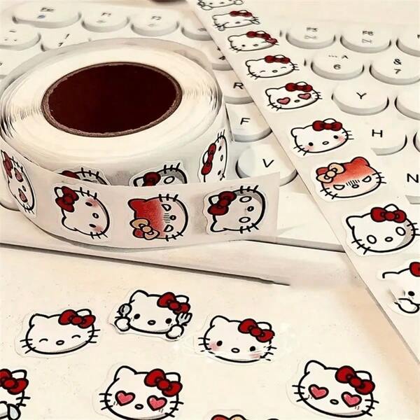 Sanrio Sanrio 500pcs Hello Kitty Sticker Rolls - Colorful Stamping Stickers For Scrapbooking, Gift Wrapping, Party Favors And DIY Crafts - Matte Finish, Reusable Sticker Rolls, Suitable For Home, Office And Commercial Use