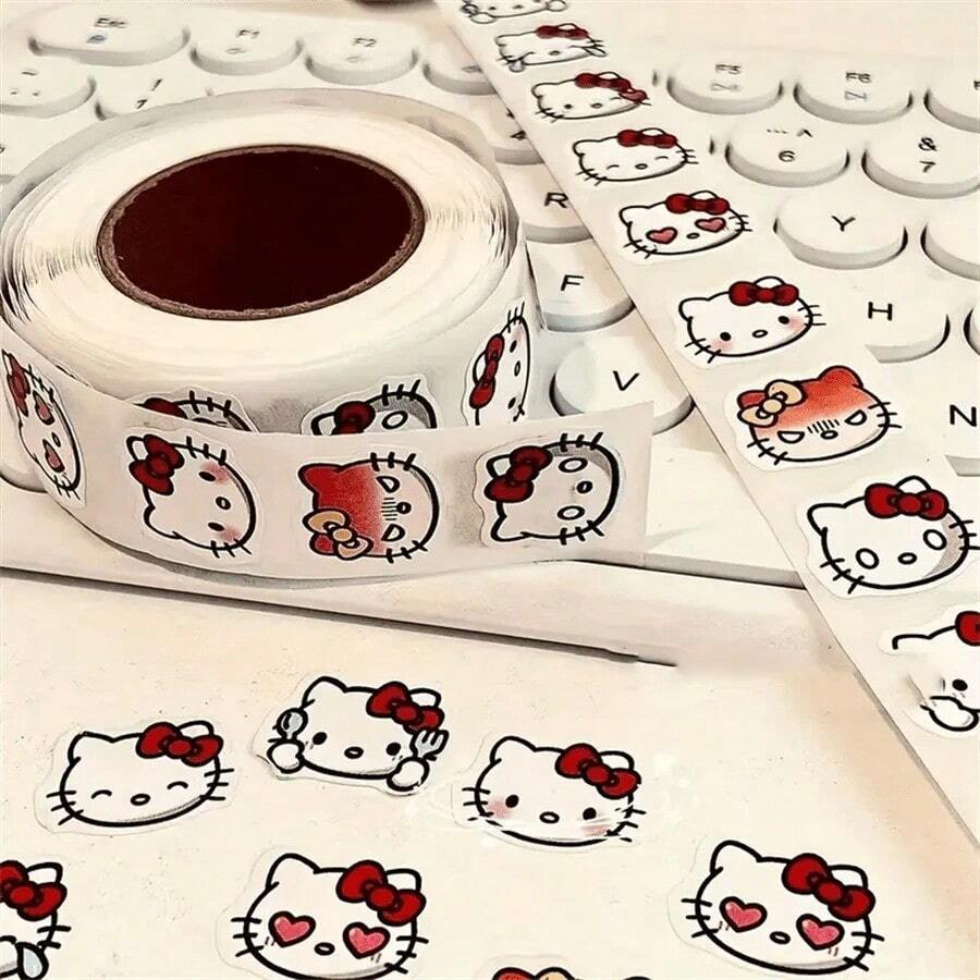 Sanrio Sanrio 500pcs Hello Kitty Sticker Rolls - Colorful Stamping Stickers For Scrapbooking, Gift Wrapping, Party Favors And DIY Crafts - Matte Finish, Reusable Sticker Rolls, Suitable For Home, Office And Commercial Use