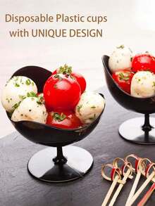 黑色/白色甜品杯，冰淇淋杯，慕斯杯，布丁杯，可重复使用的塑料特殊形状甜品杯，适用于甜品店，生日派对，婚礼和咖啡馆 - 彩色 - 查看 9